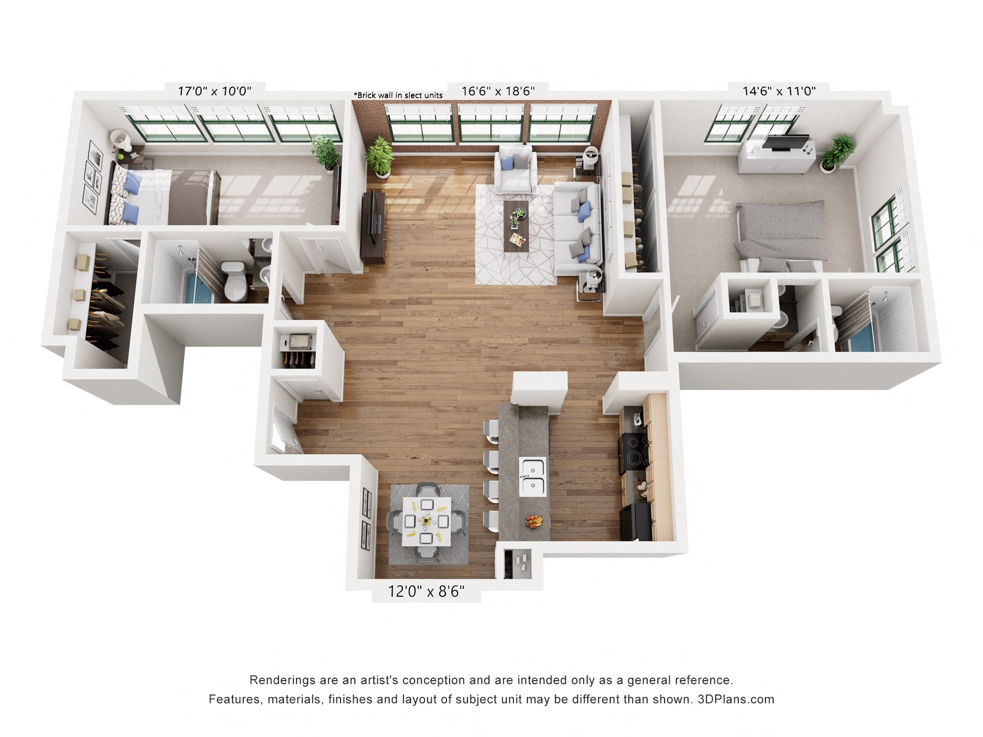 Two Bedroom Two Bath D floor plan